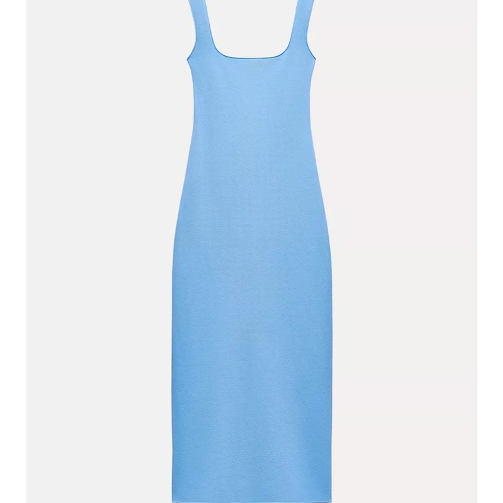 Zara Elegant Blue Sleeveless Dress - Picture 2 of 3